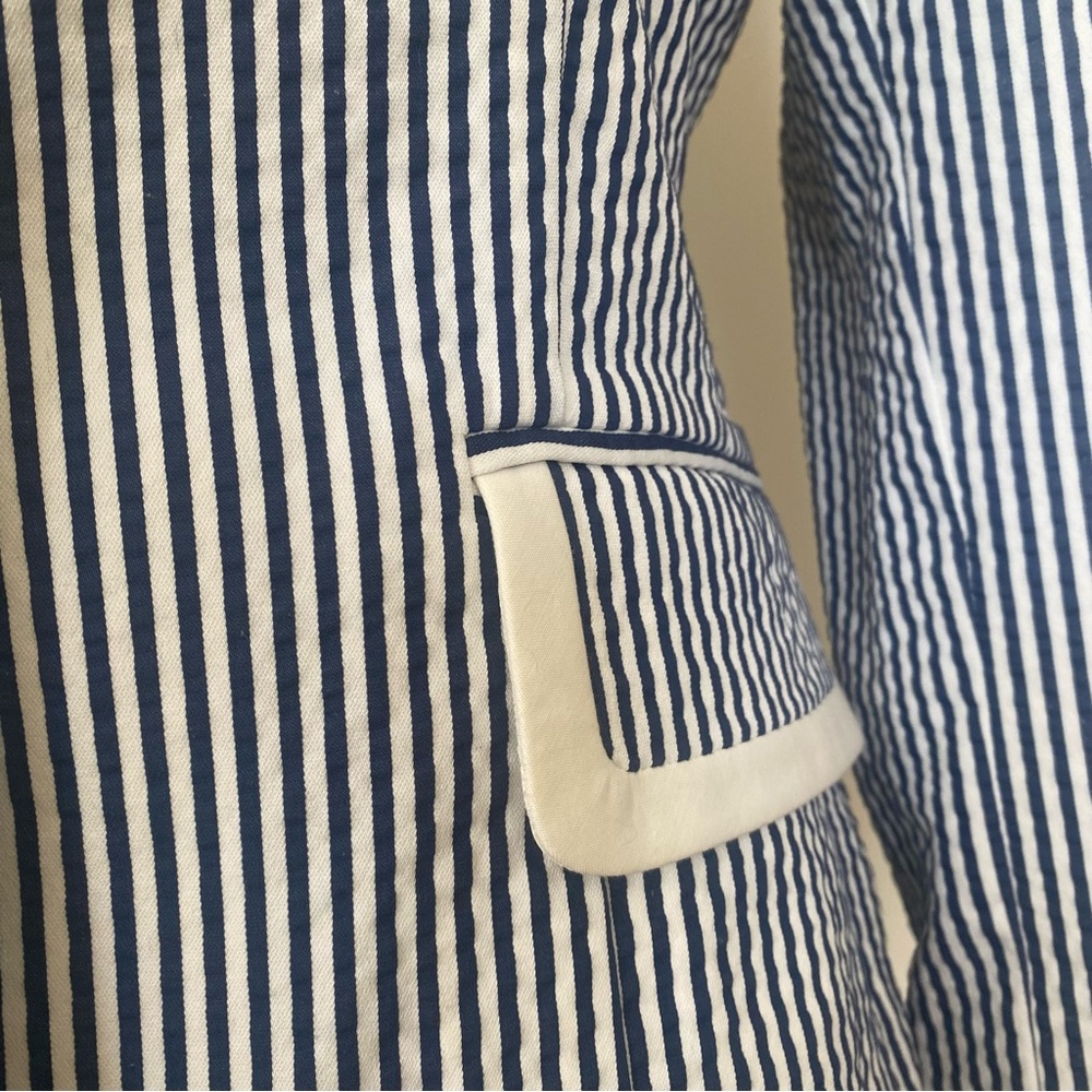 St. John Navy and White Striped Blazer - Picture 3 of 10